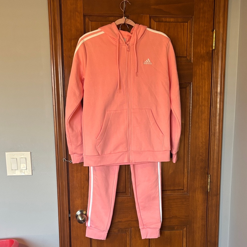 Adidas Kids Coral Pink Tracksuit Size Medium (12-14)
